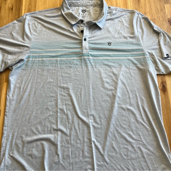 veece Other - Veece Men’s XXL Polo Shirt Gray Striped Performance Stretch